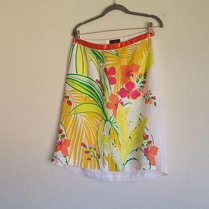 NWT Eddie Rodriges Linen print midi skirt size 4 white